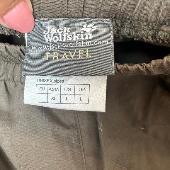 Jack Wolfskin Travel Tan Elastic Waist Cargo Pocket Hiking Outdoor Pants sz L - Picture 8 of 9